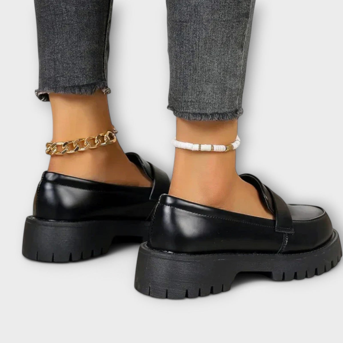 Roswitha | Schwarzer Plateau-Loafer