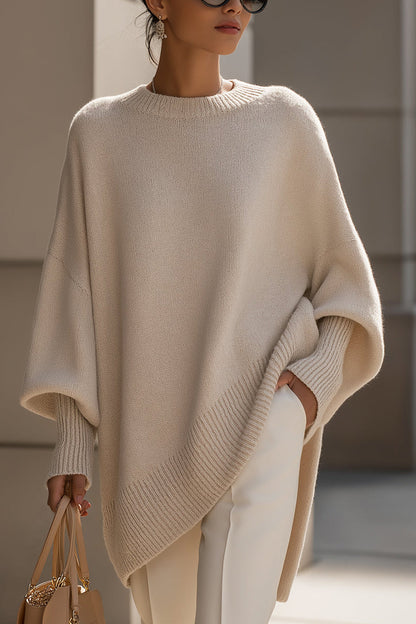 Rosie | Beiger Oversize-Strickpullover