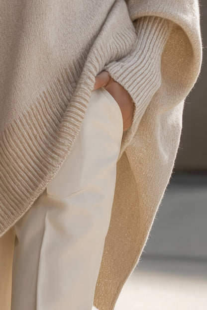 Rosie | Beiger Oversize-Strickpullover