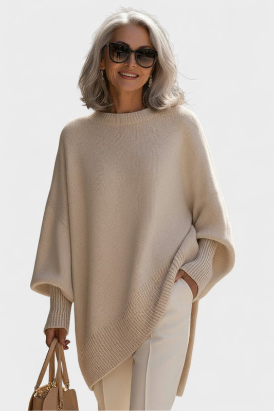 Rosie | Beiger Oversize-Strickpullover