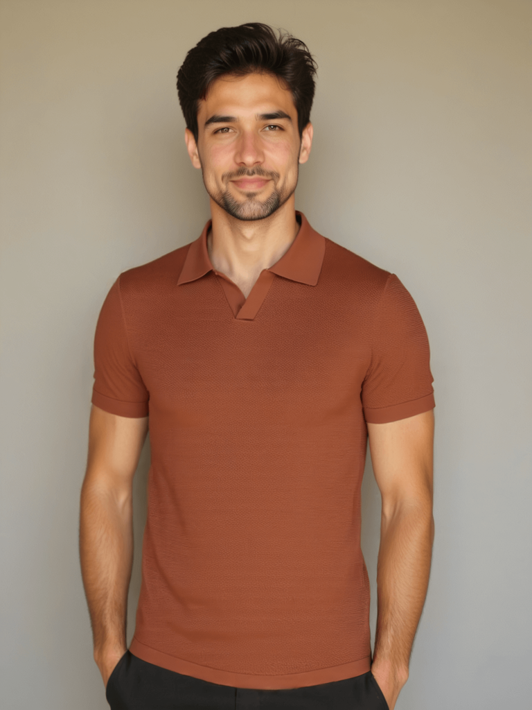 Volker | Kurzarm-Poloshirt mit offenem Kragen