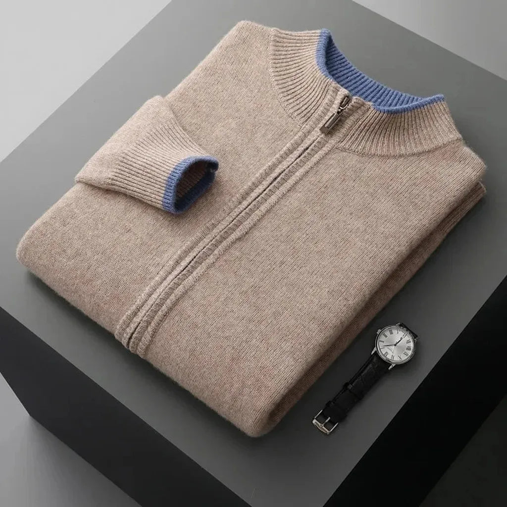 Silke-Luise | Cardigan in Kaschmir-Optik mit Rippkragen