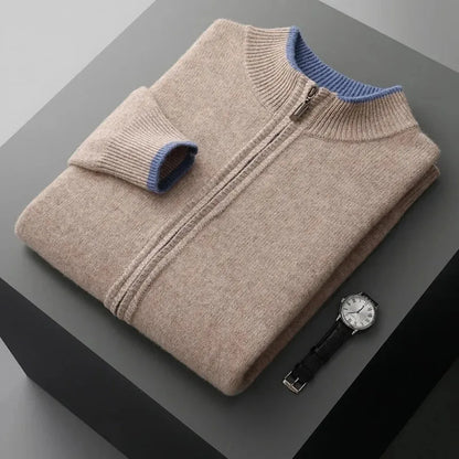 Silke-Luise | Cardigan in Kaschmir-Optik mit Rippkragen