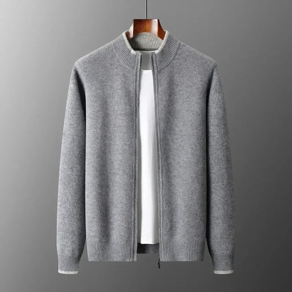 Silke-Luise | Cardigan in Kaschmir-Optik mit Rippkragen