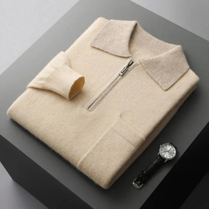 Vera-Luise | Poloshirt in Kaschmir-Optik mit halbem Reißverschluss