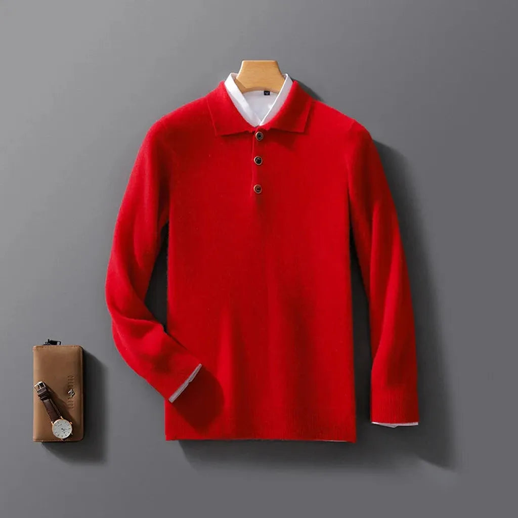 Birte-Marie | Poloshirt in Kaschmir-Optik ohne Kragen