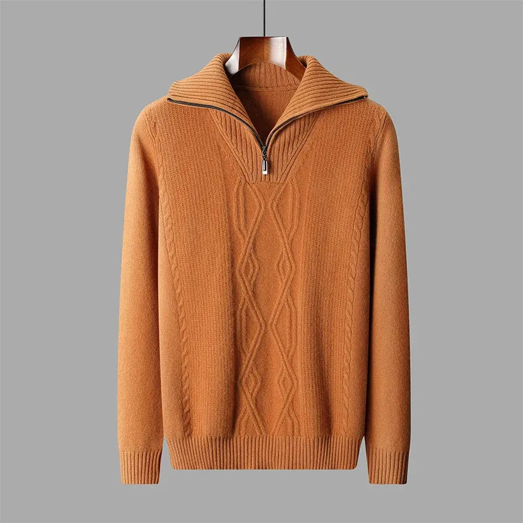 Mia-Luise | Pullover in Merino-Optik mit halbem Reißverschluss