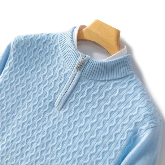 Ute-Luise | Pullover in Kaschmir-Optik mit kurzem Reißverschluss