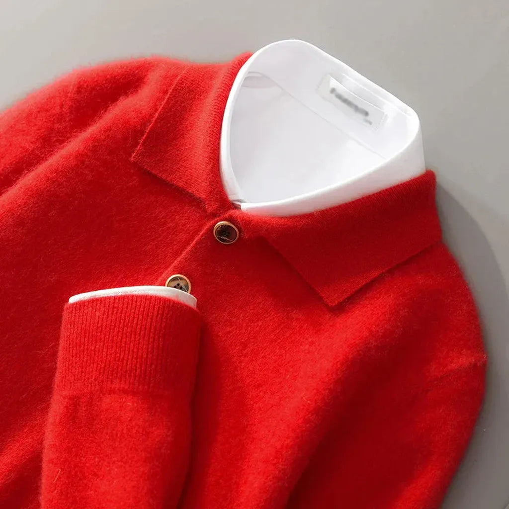 Birte-Marie | Poloshirt in Kaschmir-Optik ohne Kragen