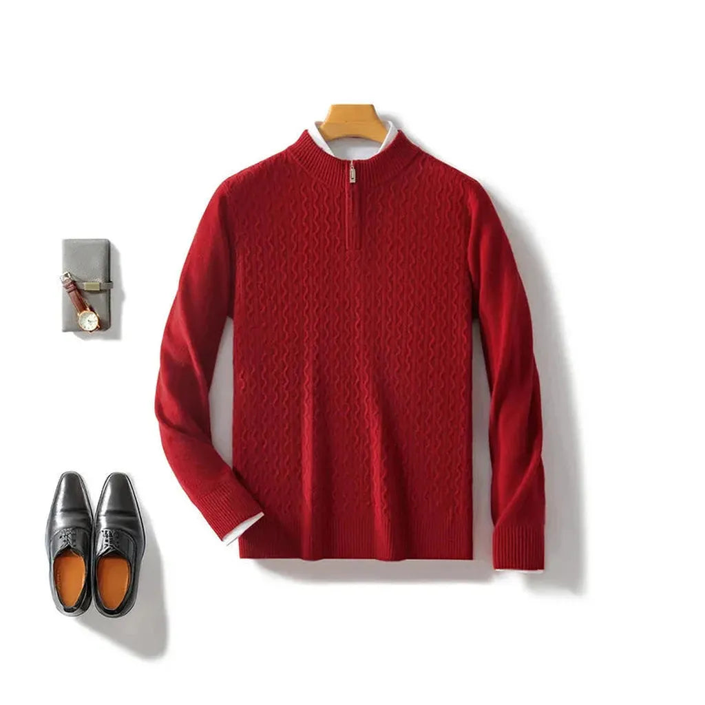 Ute-Luise | Pullover in Kaschmir-Optik mit kurzem Reißverschluss