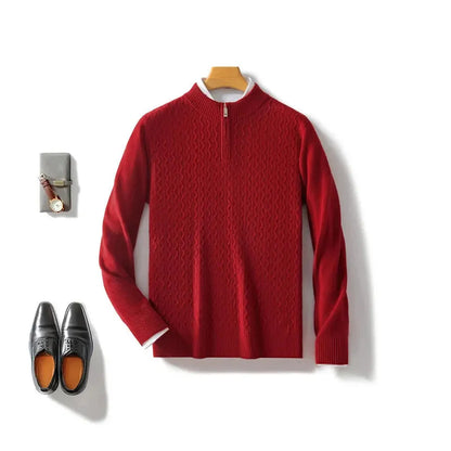 Ute-Luise | Pullover in Kaschmir-Optik mit kurzem Reißverschluss