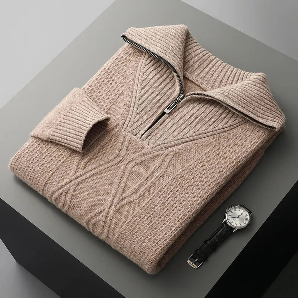 Mia-Luise | Pullover in Merino-Optik mit halbem Reißverschluss