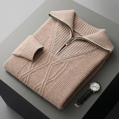 Mia-Luise | Pullover in Merino-Optik mit halbem Reißverschluss