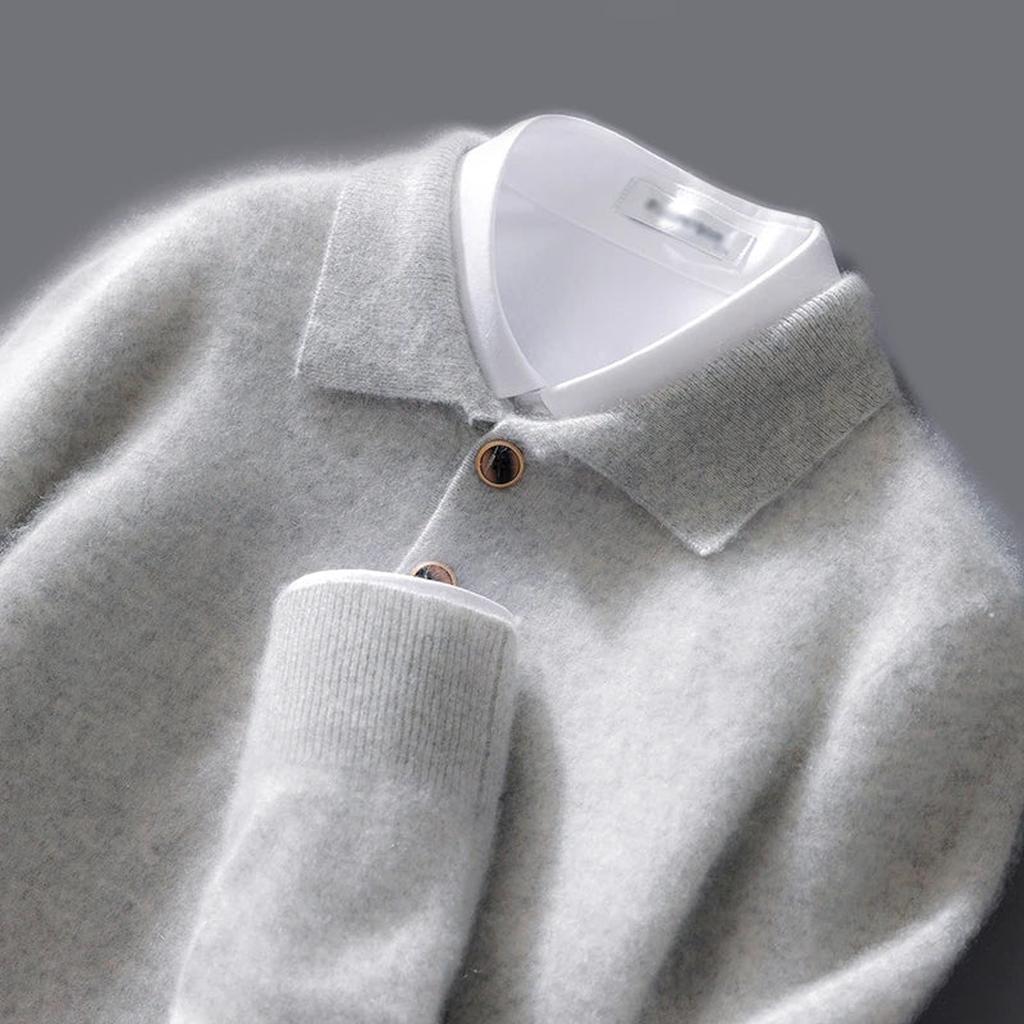 Birte-Marie | Poloshirt in Kaschmir-Optik ohne Kragen