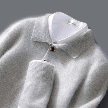 Birte-Marie | Poloshirt in Kaschmir-Optik ohne Kragen