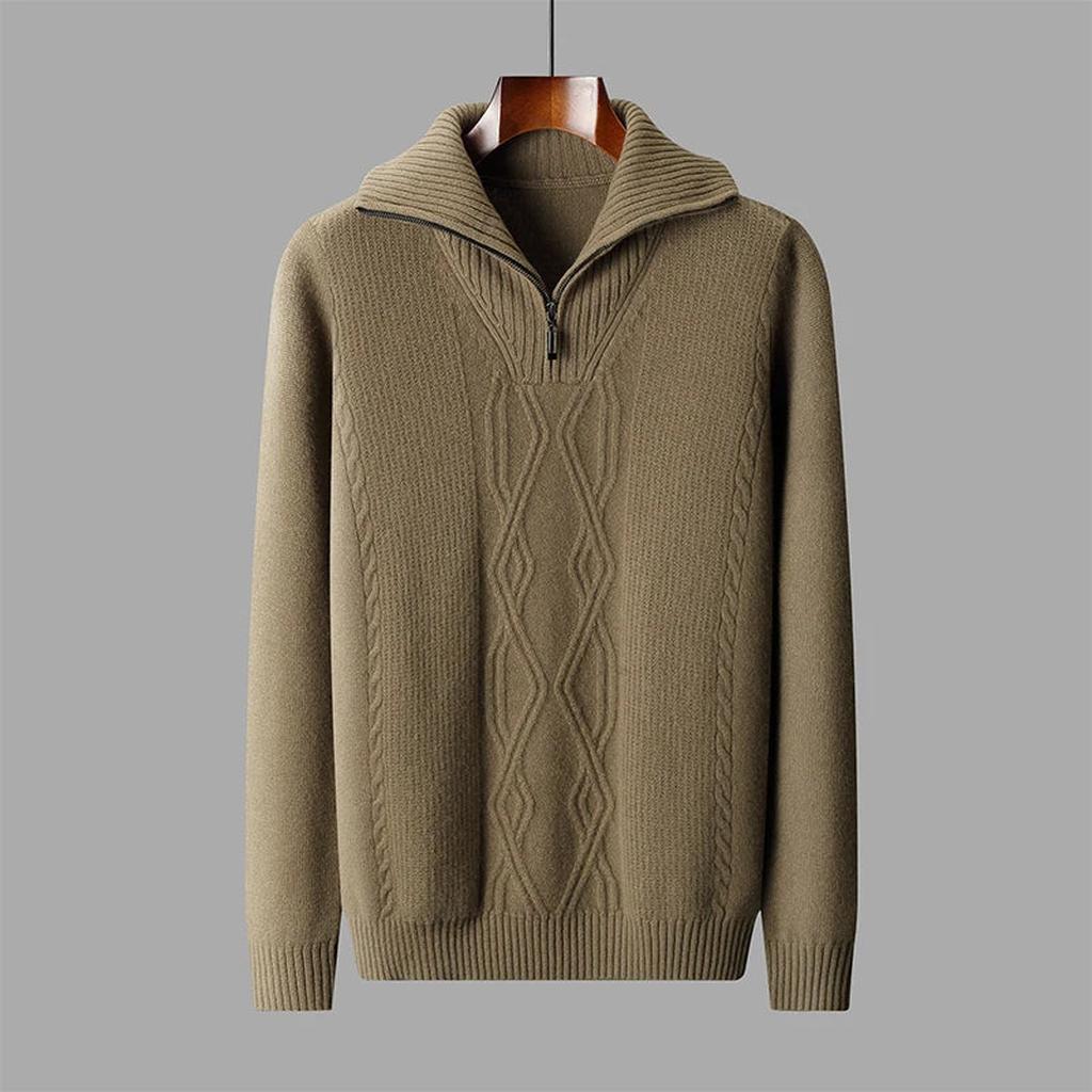 Mia-Luise | Pullover in Merino-Optik mit halbem Reißverschluss