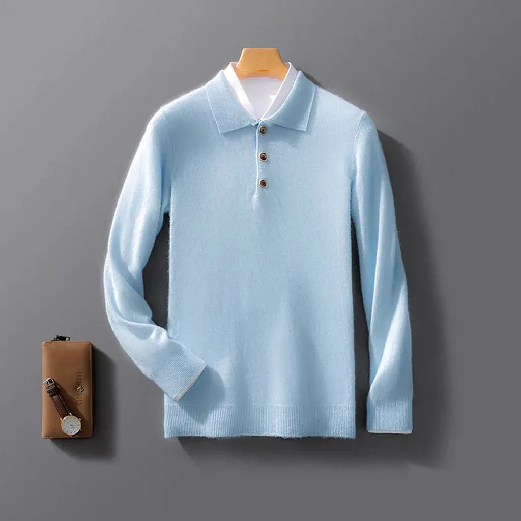 Birte-Marie | Poloshirt in Kaschmir-Optik ohne Kragen