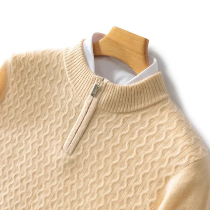 Ute-Luise | Pullover in Kaschmir-Optik mit kurzem Reißverschluss