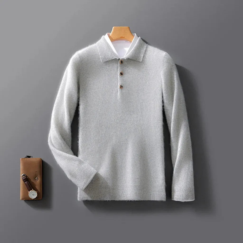 Birte-Marie | Poloshirt in Kaschmir-Optik ohne Kragen