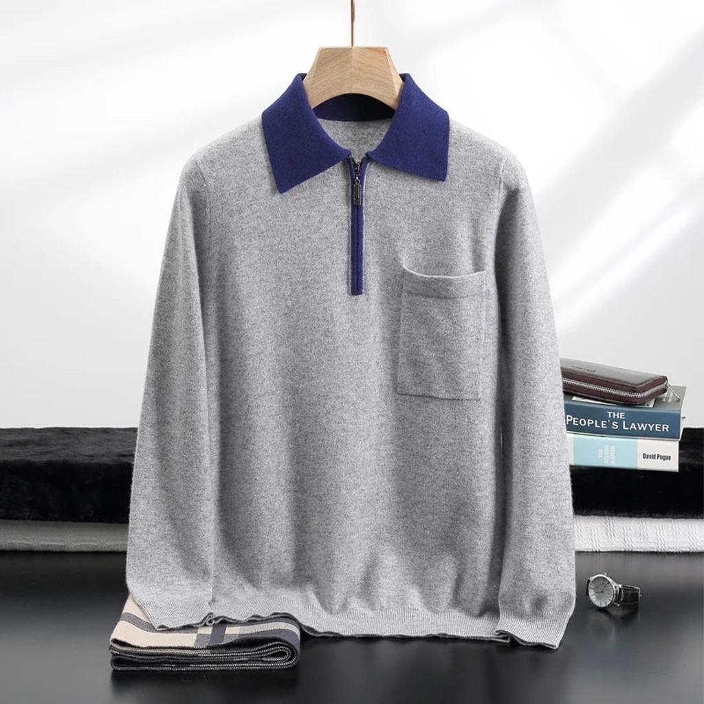 Vera-Luise | Poloshirt in Kaschmir-Optik mit halbem Reißverschluss