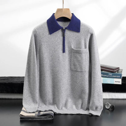 Vera-Luise | Poloshirt in Kaschmir-Optik mit halbem Reißverschluss