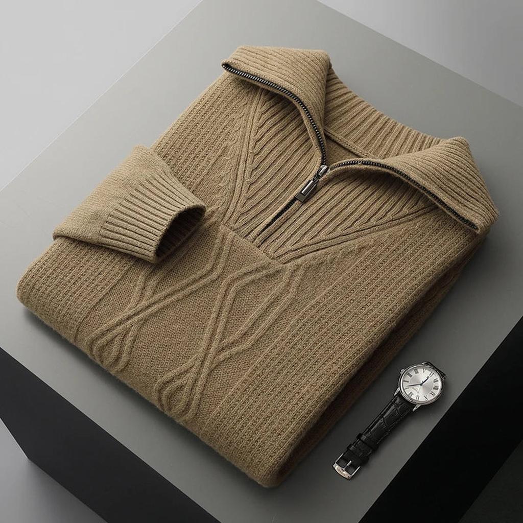 Mia-Luise | Pullover in Merino-Optik mit halbem Reißverschluss