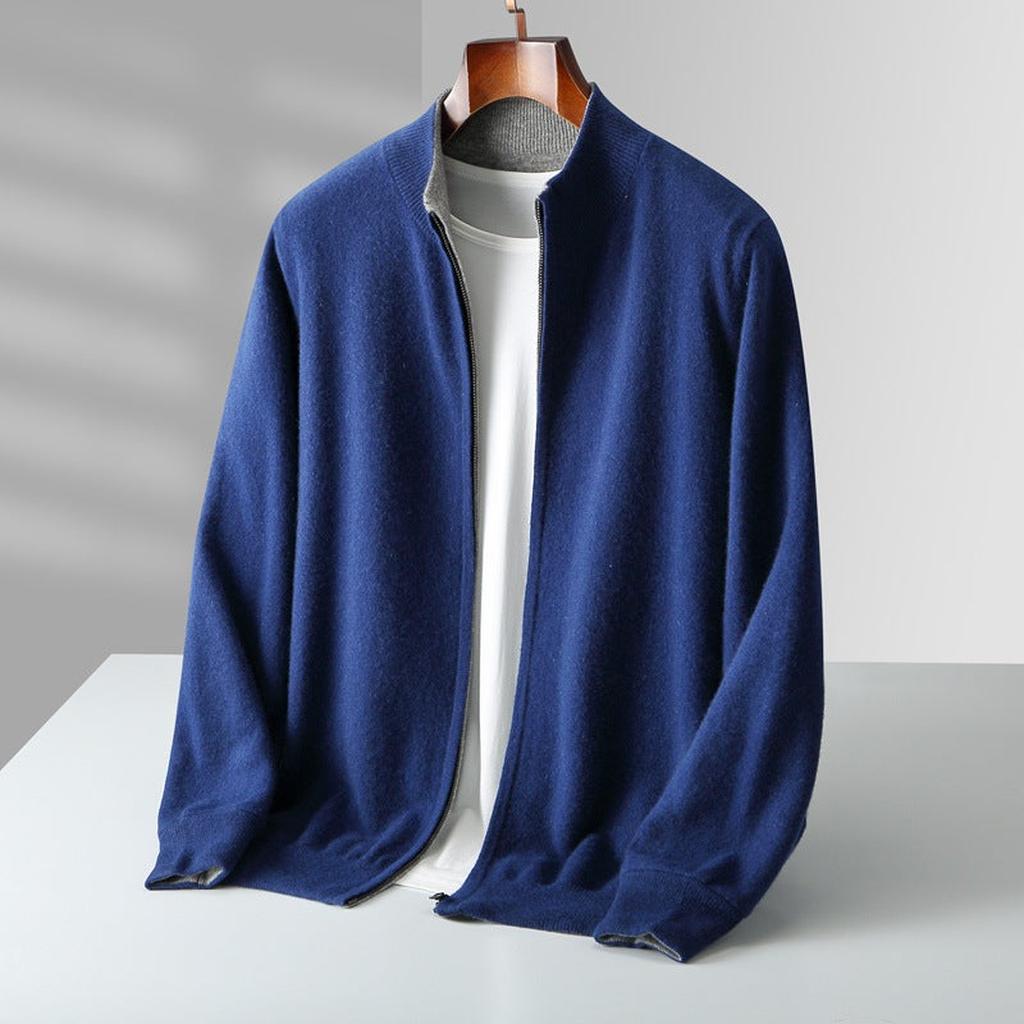 Doris-Marie | Cardigan in Kaschmir-Optik mit Rippkragen und Reißverschluss