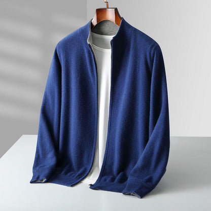 Doris-Marie | Cardigan in Kaschmir-Optik mit Rippkragen und Reißverschluss