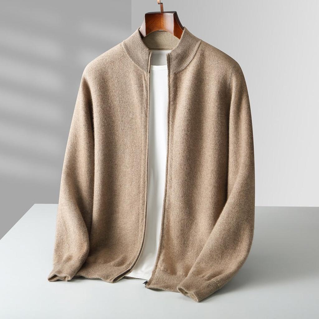 Doris-Marie | Cardigan in Kaschmir-Optik mit Rippkragen und Reißverschluss