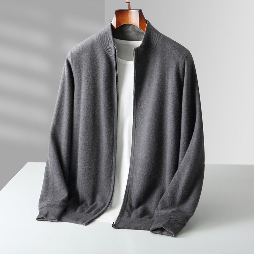 Doris-Marie | Cardigan in Kaschmir-Optik mit Rippkragen und Reißverschluss