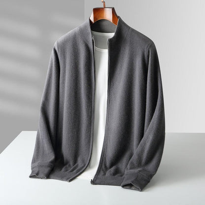 Doris-Marie | Cardigan in Kaschmir-Optik mit Rippkragen und Reißverschluss