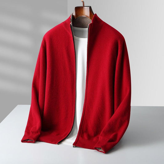 Doris-Marie | Cardigan in Kaschmir-Optik mit Rippkragen und Reißverschluss