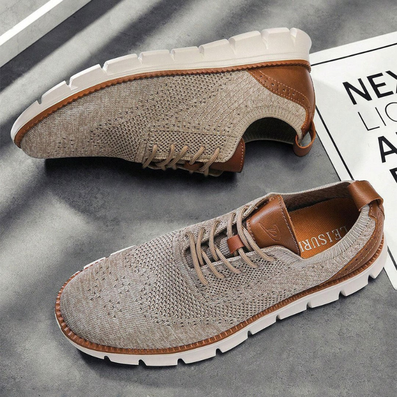 Hendrik | Beige Strick-Freizeitschuhe