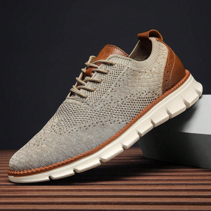Hendrik | Beige Strick-Freizeitschuhe