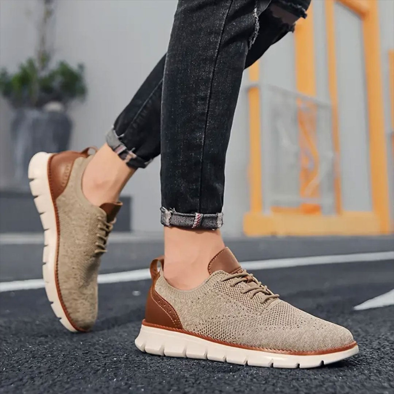 Hendrik | Beige Strick-Freizeitschuhe