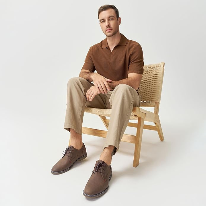 Robert | Braune Derby-Schuhe in Veloursoptik