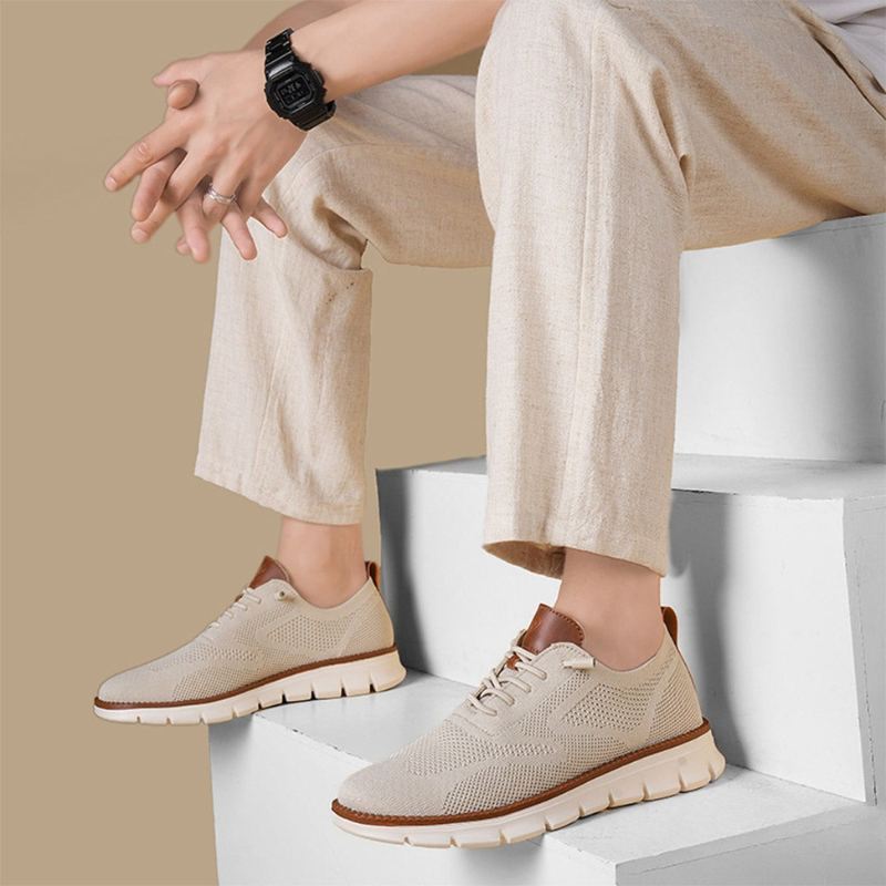Eduard | Cremefarbene Strick-Sneaker