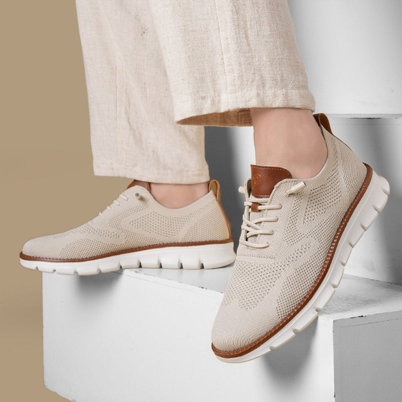 Eduard | Cremefarbene Strick-Sneaker