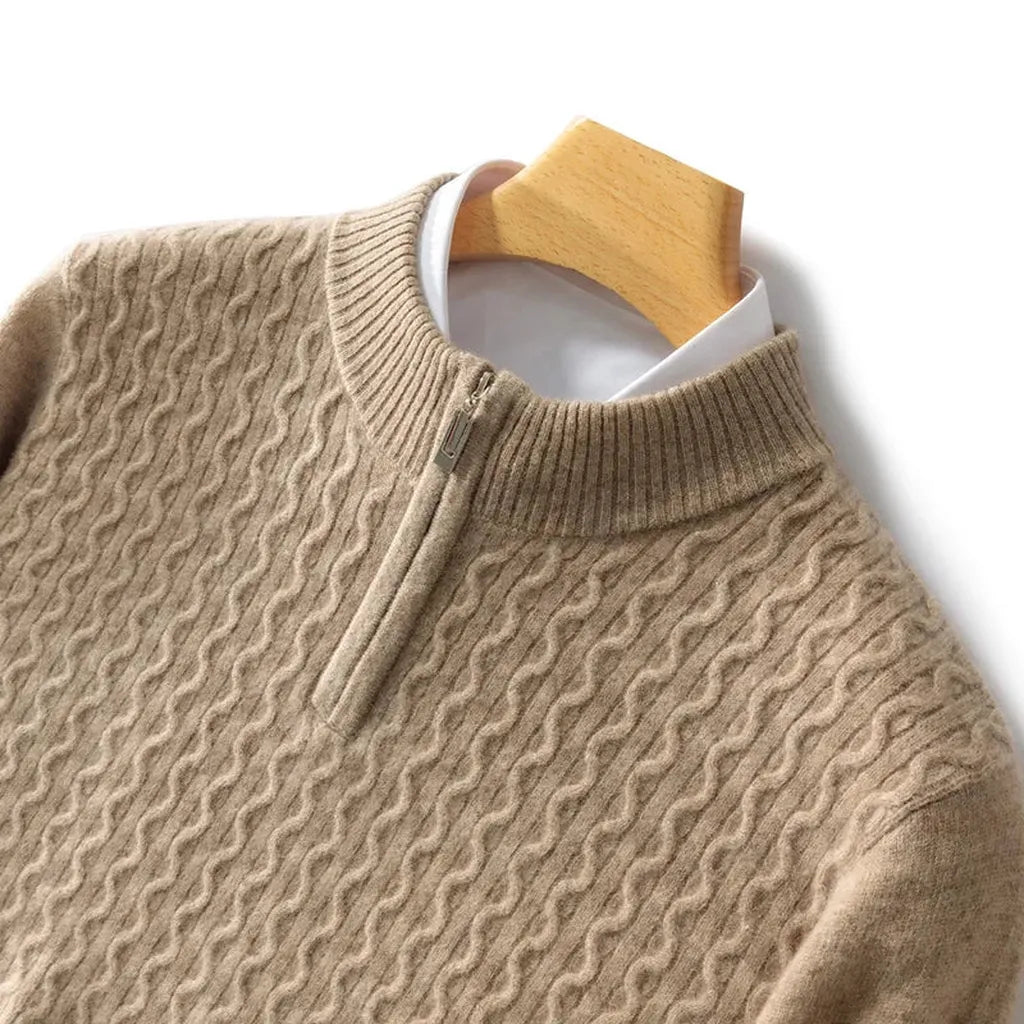 Ute-Luise | Pullover in Kaschmir-Optik mit kurzem Reißverschluss