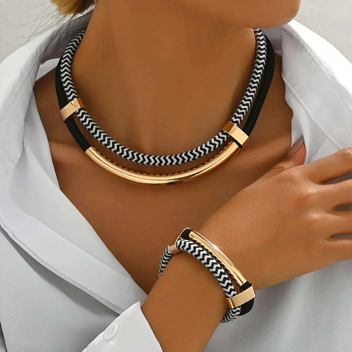 Mirjam | Schmuckset mit geflochtenem Band