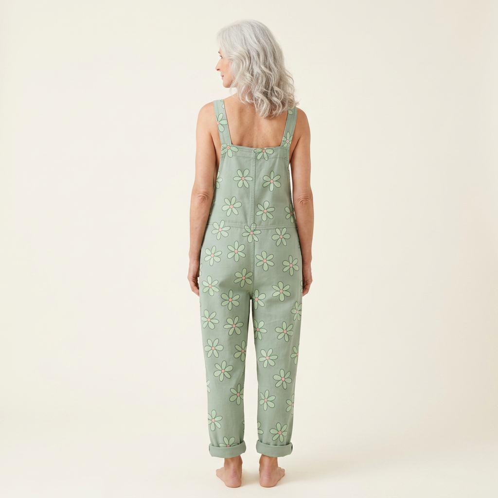 Magda | Latzhose in Mintgrün mit kleinen Blüten