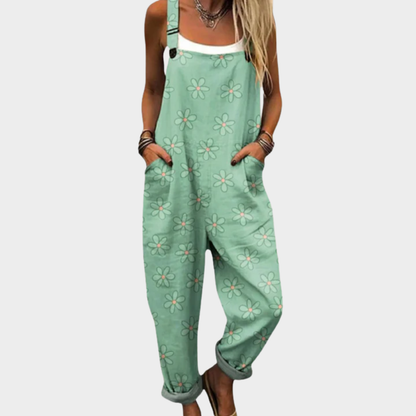 Magda | Latzhose in Mintgrün mit kleinen Blüten