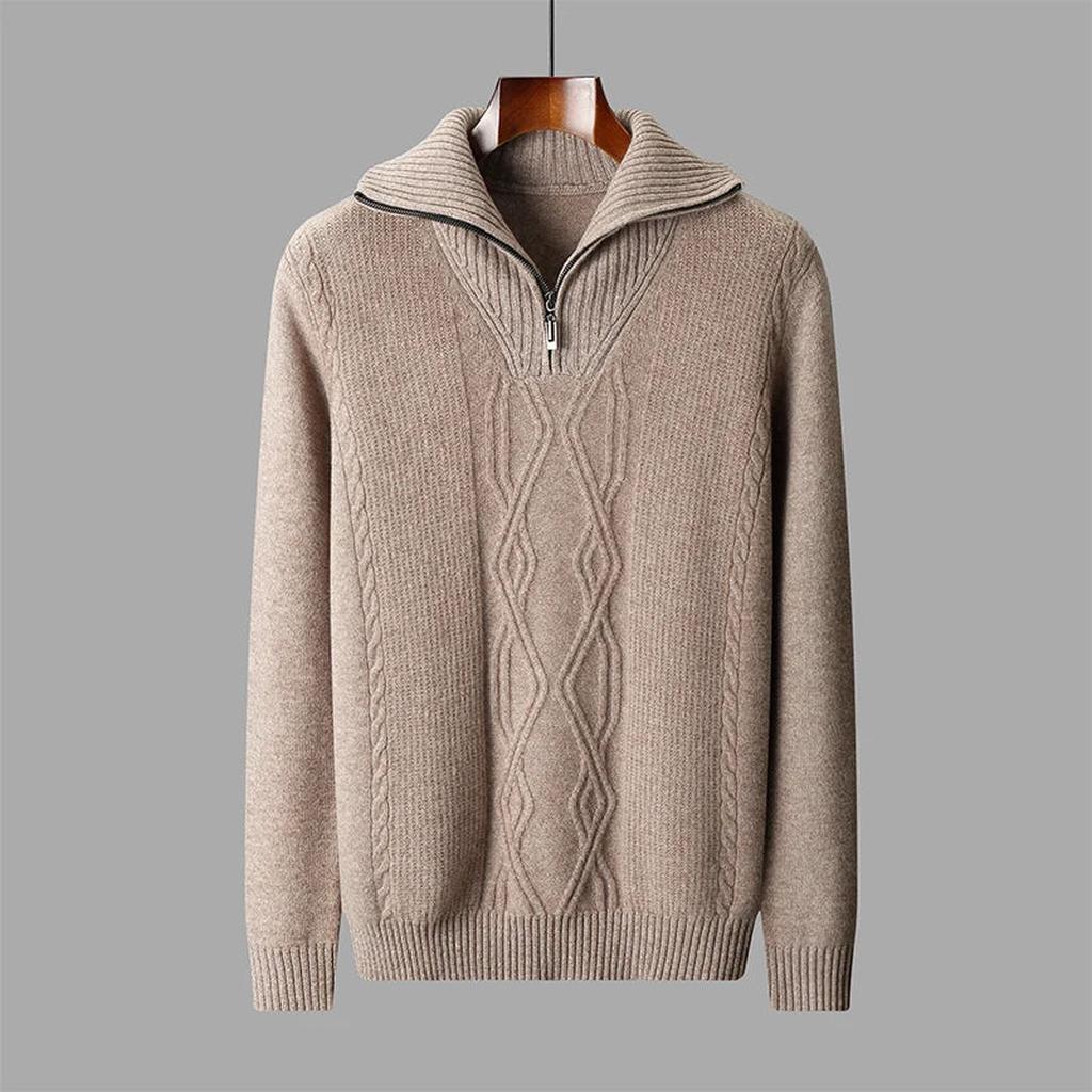 Mia-Luise | Pullover in Merino-Optik mit halbem Reißverschluss