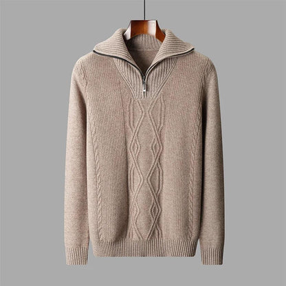 Mia-Luise | Pullover in Merino-Optik mit halbem Reißverschluss