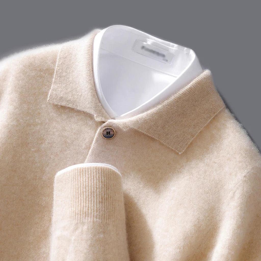 Birte-Marie | Poloshirt in Kaschmir-Optik ohne Kragen