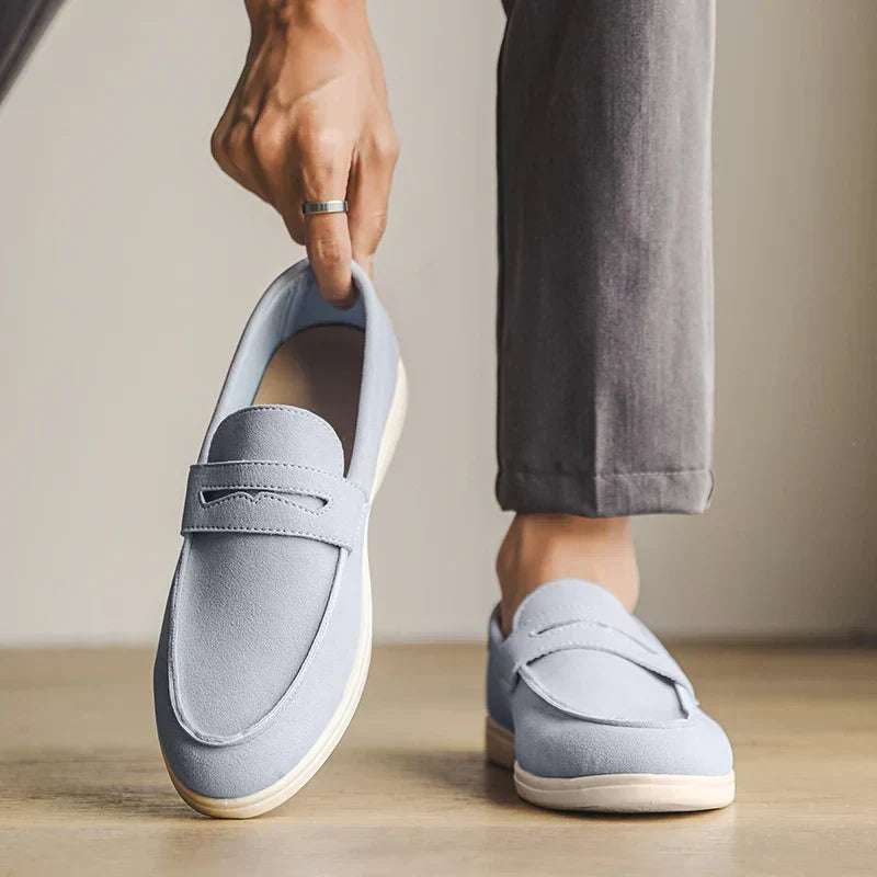 Simon | Sandfarbene Loafer in Veloursoptik