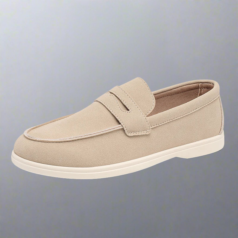 Simon | Sandfarbene Loafer in Veloursoptik