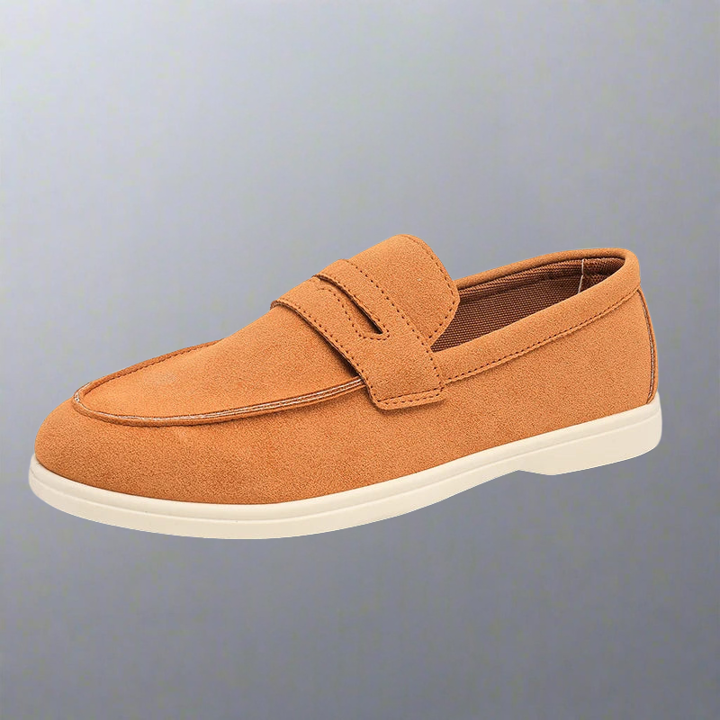 Simon | Sandfarbene Loafer in Veloursoptik