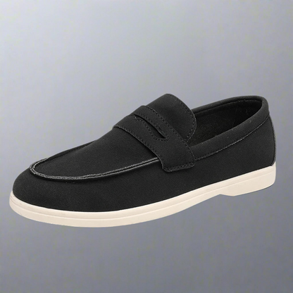 Simon | Sandfarbene Loafer in Veloursoptik