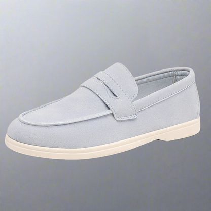 Simon | Sandfarbene Loafer in Veloursoptik